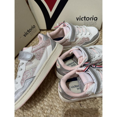 deportivas victoria rosa y plata