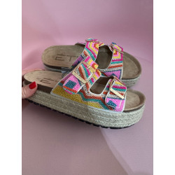 sandalias etika cuentas multicolor