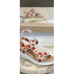 sandalia gel multicolor velcro mujer