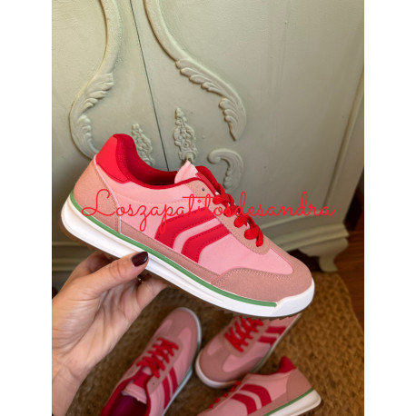 deportivas roja y rosa chicle