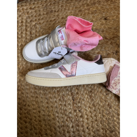 deportivas victoria en rosa metalizado